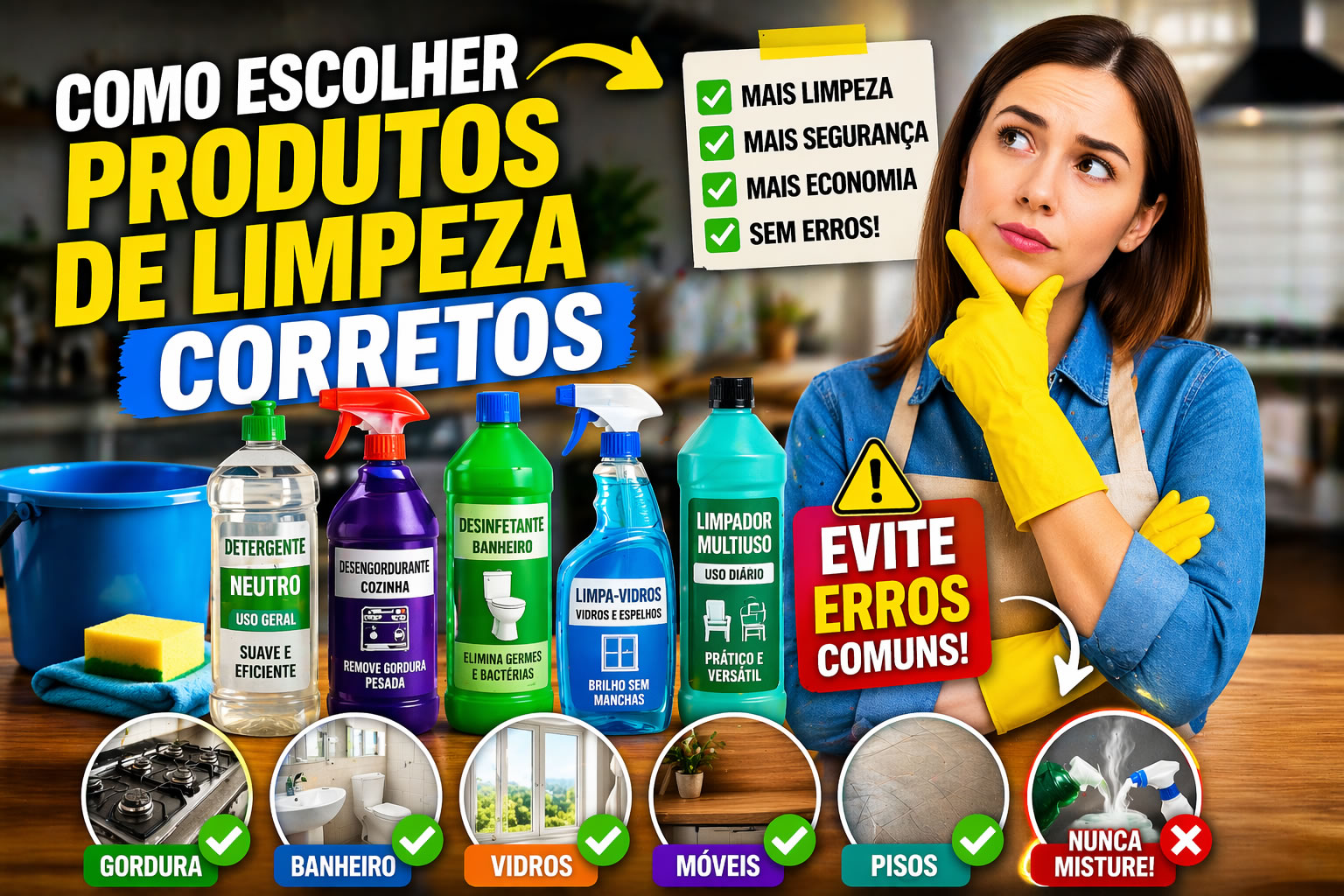 Como escolher produtos de limpeza corretos