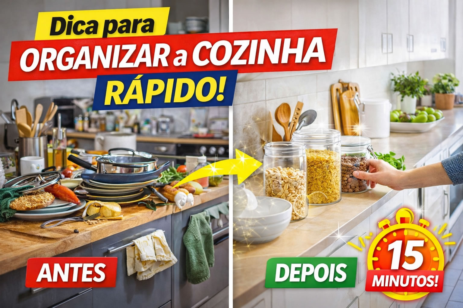 Dica para organizar a cozinha em pouco tempo