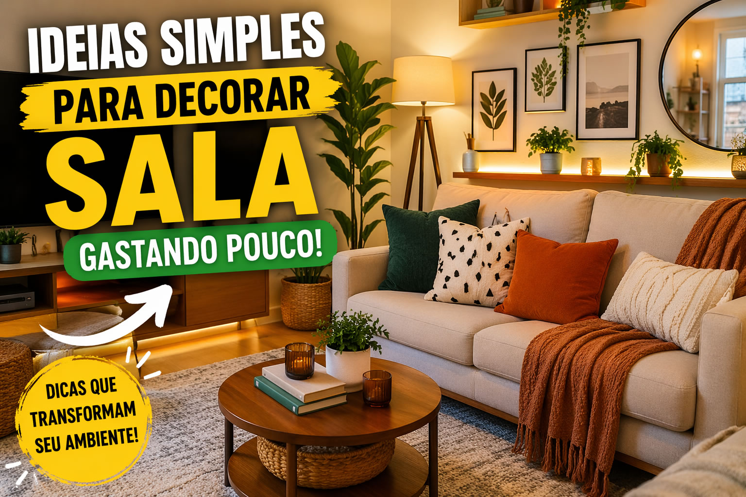 Ideias simples para decorar sala gastando pouco